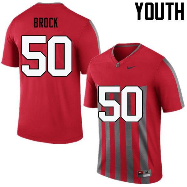 Ohio State Buckeyes #50 Nathan Brock Youth Embroidery Jersey Throwback OSU67057